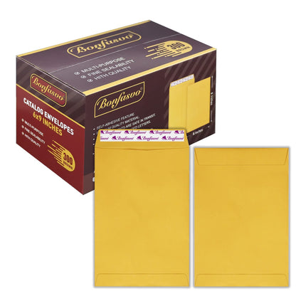 Bonfasvo 300 Pack 6x9 Brown Catalog Envelopes Peel & Seal Security Mailing Envelopes 120GSM Kraft Paper self Seal Envelopes for Invitations Papers Photos Documents Pictures Papers Files