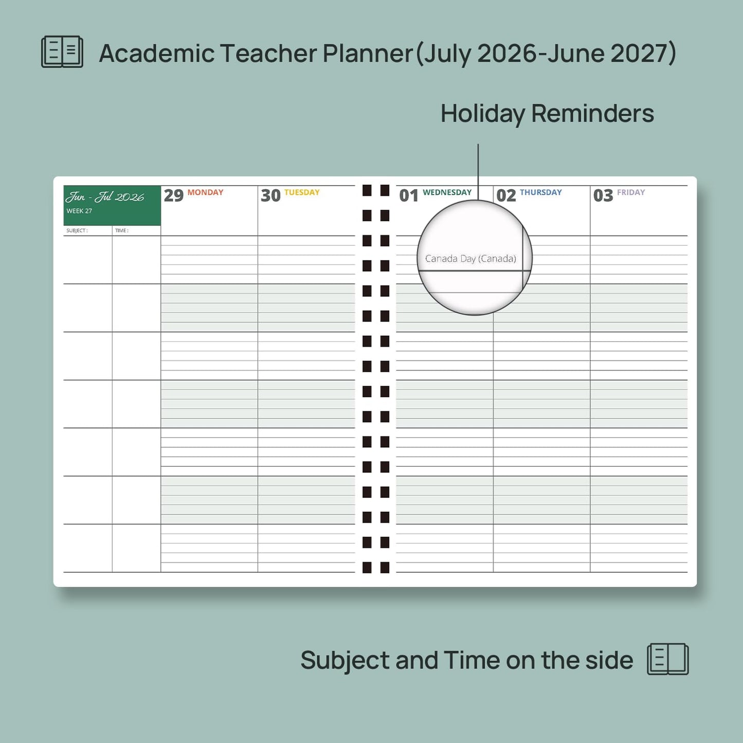 POPRUN Teacher Lesson Planner 2026-2027, Large Size 8.5"x 11", Weekly Academic Year Calendar, July 2026 - June 2027, Hardcover Classroom Agenda Calendar with Monthly Tabs, Pockets and Stickers - Night Sky Blue