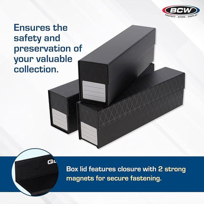 BCW QuickFold® Card Storage Boxes for Magnetics & Toploaders – 6 Pack | Trading Card Holder Box with Magnetic Closure | Easy Fold Assembly for Sports and TCG Cards