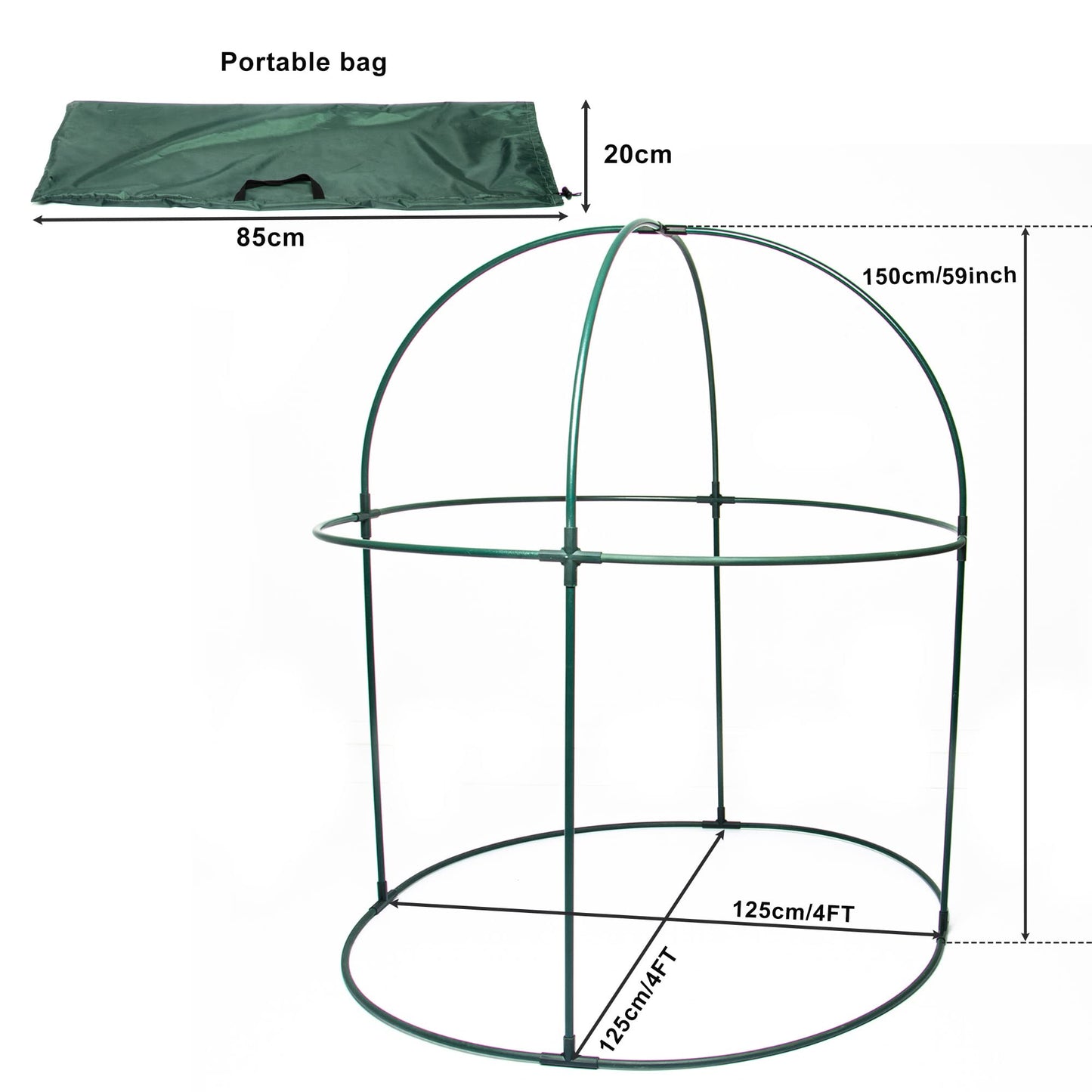 Round 4'x4' Large Plant Mesh Cover 4.9FT Tall Crop Netting Cage Pest Guard Cover for Vegetables Fruits Durable Plant Gardening Net