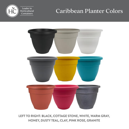 The HC Companies Caribbean Planter Pot - Outdoor & Indoor Plant Pot with Drainage Hole & Plug - Rolled Rim Plastic Pots for Plants & Flowers - Decorative Plant Pot (14" Pink Rose, Pack of 1)