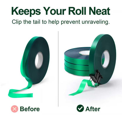 Plant Tie Tape – 4 Rolls (788 ft) Stretch Vinyl (PVC), 0.5" Wide, Non-Adhesive Garden Ties for Stems & Poles – Includes Mesh Bag & Binder Clip (788 ft)