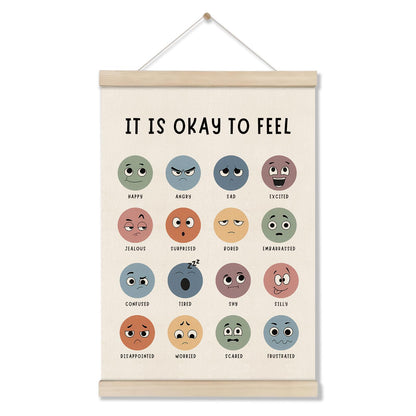 DOI-LANEE Feelings Chart, Calm Down Corner Mental Health Poster Hanger Frame, Emotions Poster Wall, Therapy Office Decor, Psychology Gifts, Homeschool, Preschool Classroom Decoration 16x12 Inch