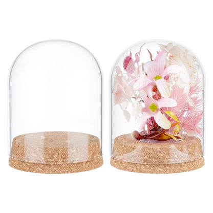 BENECREAT 2Pcs Glass Display Dome Cloche, 4.2x3.2 Inch Bell Jar With Cork Base, Display Case for Flower Specimens Home Decor DIY, Inner Diameter: 3 Inch