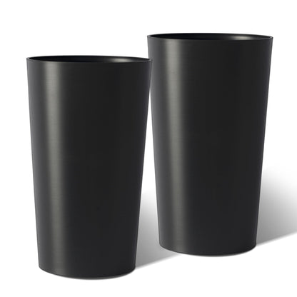 GDFStudio 21.7" Tall Planters Set of 2, Large Planter Pots with Drainage Holes, UV and Crack Resistant, Modern Matte Finish for Indoor Outdoor Balcony Patio Garden, Black