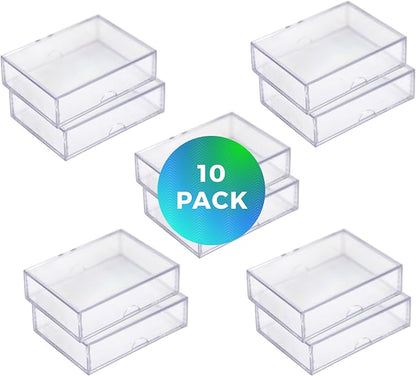 Gary Plastic Packaging 10-Pack Clear Acrylic Card Storage Boxes with Lids – Holds 52 Playing Cards or 50 Standard Trading Cards Each, Stackable Organizer for Sports & TCG Cards (Unsleeved)