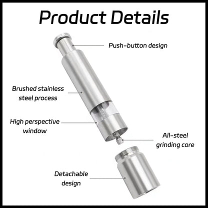 Salt and Pepper Grinder Set Manual Stainless Steel, Refillable Pepper Grinder and Salt Grinder with Acrylic Base, Salt & Pepper Mill Set