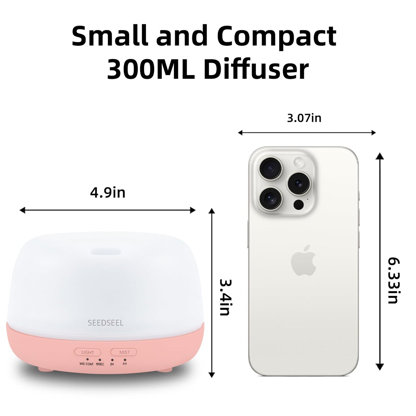 300ML Essential Oil Diffuser with 7-Color LED Lights and Remote Control, Modern Minimalist Design, High-Efficiency Ultrasonic Mist Aromatherapy Diffuser for Home