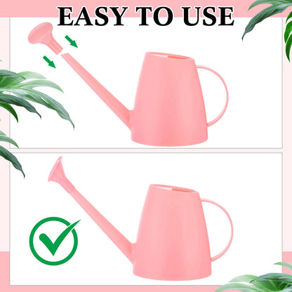 Reallnaive 1/2 Gallon Long Spout Watering Can Set for Indoor & Outdoor Plants – Includes Spray Bottle, Squeeze Bottle, Watering Globes & Soil Moisture Meter for Garden & House Plants(Pink)