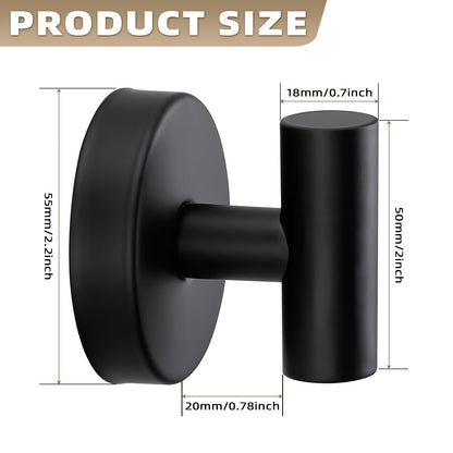 Fenas Suction Cup Hooks for Shower - Bathroom Reusable Hooks for Towels, Robes & Loofah - No-Drill Mounting on Kitchen,Walls,Metal,Glass,Mirrors,Tile & Smooth Non-Porous Surfaces (2, Matte Black)