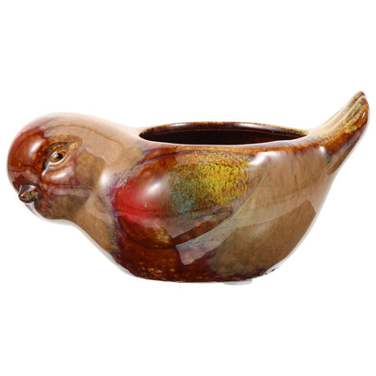 KALLORY Ceramic Succulent Planter Bird Shape Flower Pot Small Indoor Outdoor Plant Pot Balcony Railing Decorative Ceramic Pottery for Succulent Plants