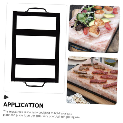 IWOWHERO Salt Block Holder Metal Salt Plate Tray Holder Edges for Easy Cleaning for Home BBQ