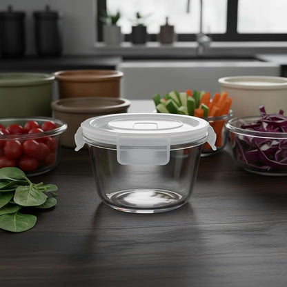 H.JSS WDJS2Cup Glass Soup Container with Airtight lids, 16oz Round Glass Food Storage Container, Round Food Bowls BPA free, Leakproof Soup Container, Dishwasher Microwave & Freezer Safe (8 Pack)