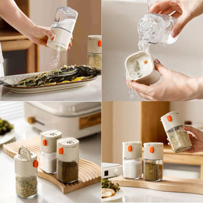 2Pcs Measure Seasoning Bottles, Salt Pepper Shaker Set, Kitchen Must have, Glass Metering Spice Salt Paprika Pepper Cumin Powder Sugar Dispenser Spice Jar, BPA Free
