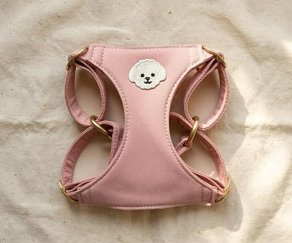AetruffyPet 100% Cotton Dog Harness and Leash Set – Soft Breathable Vest for Small Dogs, Adjustable No-Choke Design, Lightweight Walking Set (XS/S/M) (Pink, S)