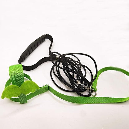 Pet Parrot Bird Harness and Leash, Adjustable Training Design Anti-Bite, Bird Nylon Rope with Cute Wing for Parrots, Suitable for Macaw Cockatoo Cockatiel Lovebird Conure African Grey (Green,S)