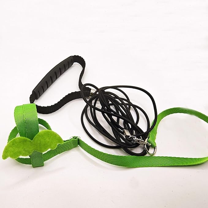 Pet Parrot Bird Harness and Leash, Adjustable Training Design Anti-Bite, Bird Nylon Rope with Cute Wing for Parrots, Suitable for Macaw Cockatoo Cockatiel Lovebird Conure African Grey (Green,XL)