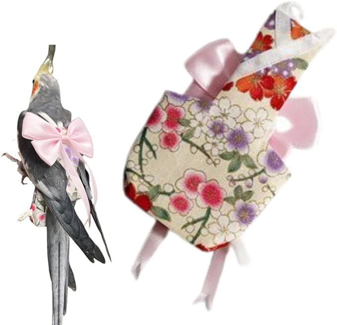 Bird Diaper Parrot Washable Diapers, Parrot Flight Suit, Reusable Nappies for Parakeet Cockatiel Mini Macaw Budgie Conure Lovebird (Beige,XS)