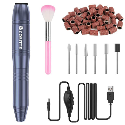 Electric Nail Drill,USB Electric Nail Drill Machine for Acrylic Nail Kit,Portable Electric Nail File Polishing Tool Manicure Pedicure Kit Efile Nail Supplies for Home Salon,Pink