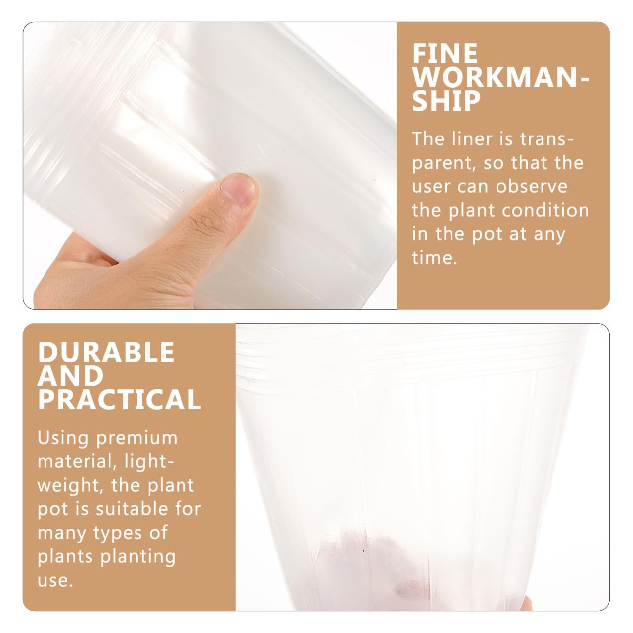 Yardenfun Clear Plastic Plant Pot Liners with Drainage Holes 6.10X5.70X4.52 Inches Set of 10 Nursery Pot Inserts for Garden Balcony Home Planting