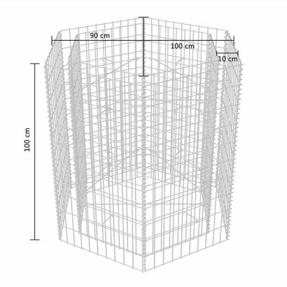 YAFF Hexagonal Gabion Raised Bed in Silver Galvanized Steel, 39.4 x 35.4 x 39.4 inches - Heavy Duty 1400 kg Capacity
