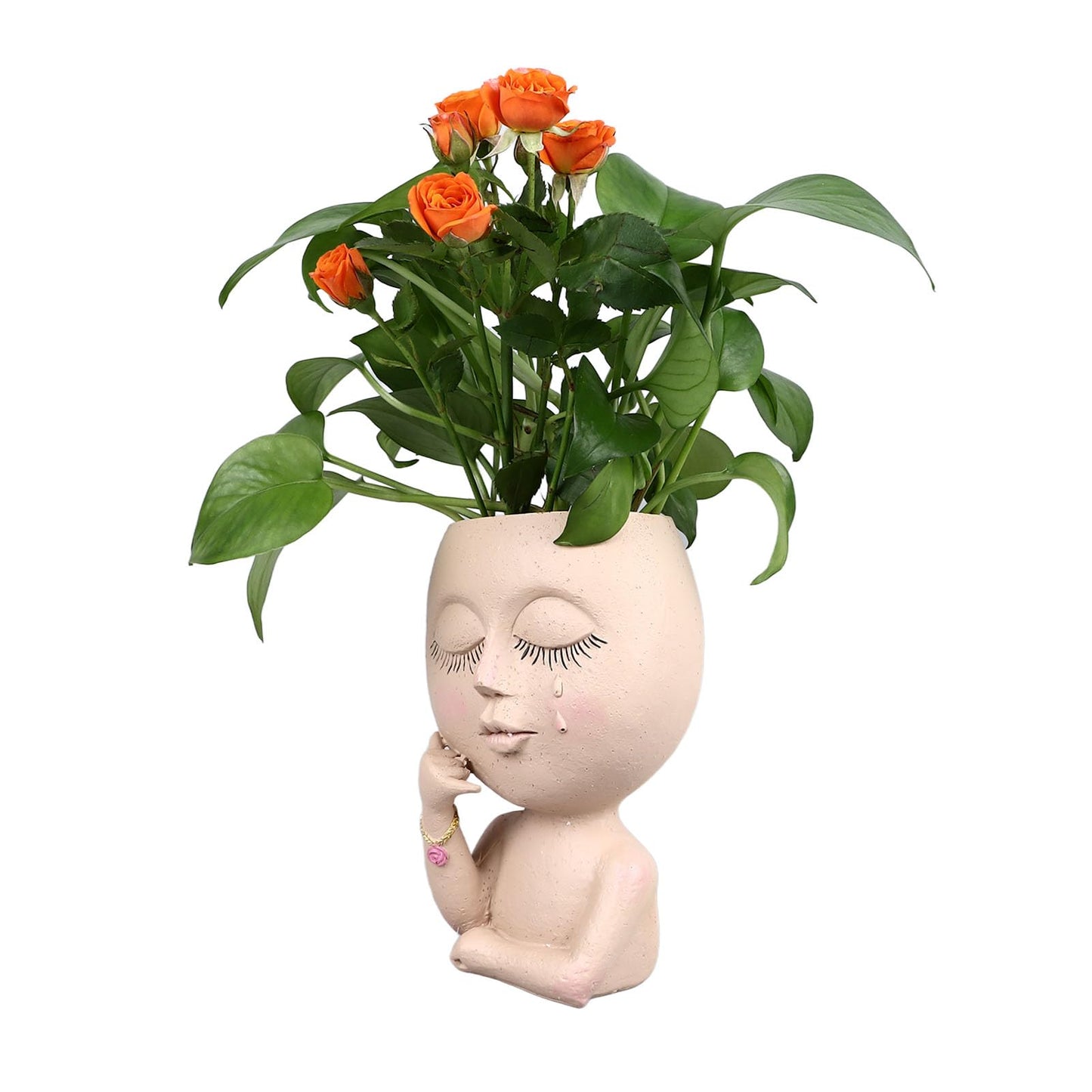 Rjrjc Face Planter Pots Resin Home Head Planter Face Flower Pot Head Planter for Indoor Outdoor Plants with Drainage Hole Sturdy Durable DIY Gift for Garden Balcony Decor