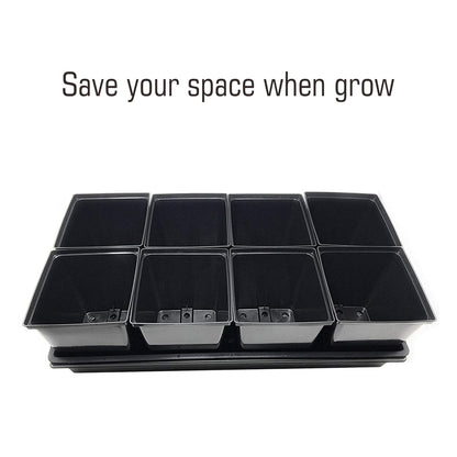 TopoGrow 1/2 Gallon Square Nursery Pots 24PCS Black Thick Durable Plastic Flower Pots with Drainage Holes, Reusable Seedling propogation Starter Pots for Indoor Plants, Transplanting, Succulents
