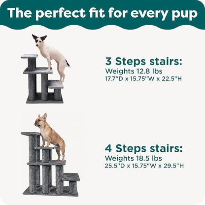 Furhaven Steady Paws Multi-Step Pet Stairs for High Beds & Sofas - Brown, 4-Step