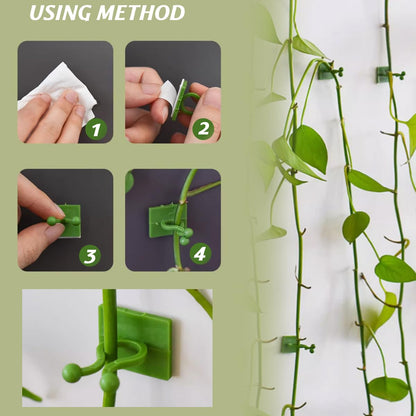 GXXMEI 200PCS Plant Climbing Wall Fixture Clips Self-Adhesive Hook Vines Traction Clips Invisible Holder Garden Green Leaf Simulation Self-Adhesive Hook Wire Fixing Supporting