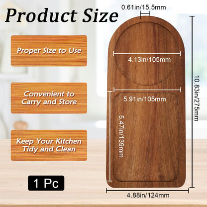 GORGECRAFT Arch Wood Tea Serving Tray Wooden Salt and Pepper Mill Tray Holder Bamboo Condiment Tea Serving Tray Grinder Rest for 2 Mills Accessories Tea Kitchen Storage Home Decor, Coconut Brown