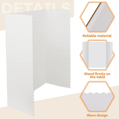 Henoyso 8 Pieces Tri Fold Poster Board Lightweight Fold Presentation Board for Science Fair Display(36 x 48 Inch,White)