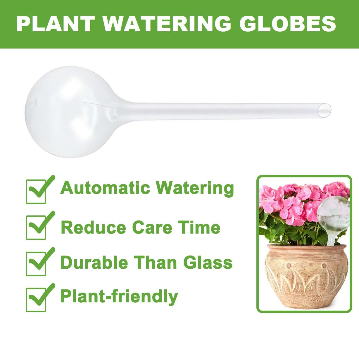 Plant Watering Globes, Self Watering Bulbs for Indoor & Outdoor Plants, Plastic Self-Watering Balls Automatic Water Irrigation Device (Clear, Large 12 Pack)