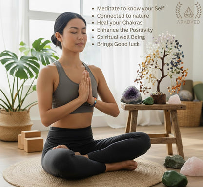 ARADVED 7 Chakra Crystal Tree of Life - Handmade Feng Shui Bonsai for Positive Energy & Spiritual Healing - Unique Gemstone Decor & Meditation Gifts for Women, Mom, Home & Office