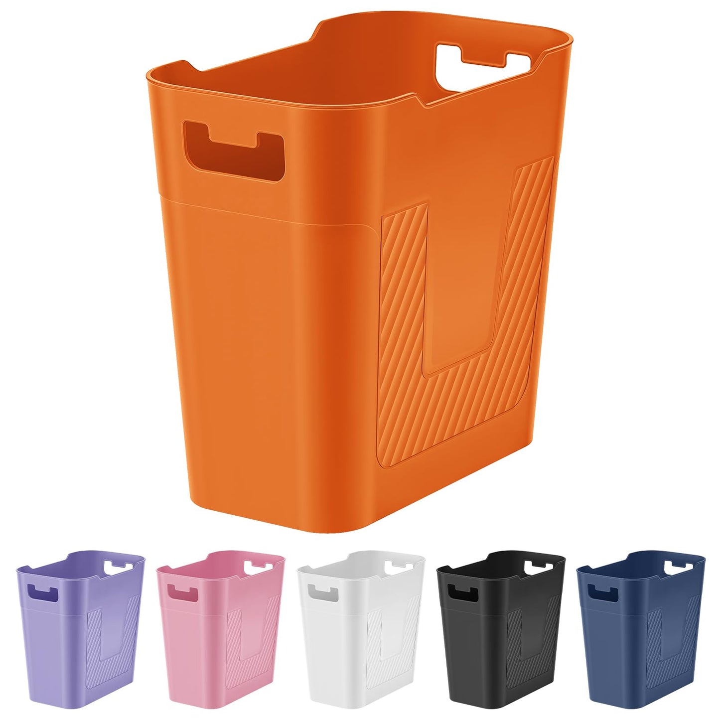 ASFUSS Small Orange Trash Can Wastebasket, 2.9 Gallon Plastic Garbage Can Waste Basket for Narrow Spaces Bathrooms Laundry Room Kitchens Offices Kids Rooms (Orange)