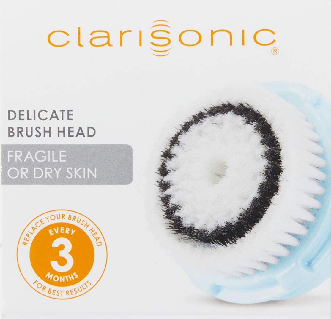 Clarisonic Delicate Facial Cleansing Brush Head Replacement Compatible with Mia 1, Mia 2, Mia Fit, Alpha Fit, Smart Profile Uplift and Alpha Fit X, 2 Count
