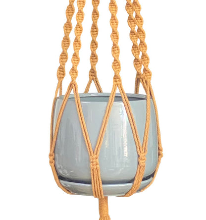6 Legs Macrame Natural Brown Cotton Plant Hanger & Holder and Metal Ring, 51-inches Length (Without The White Pot and Plant) (Brown)