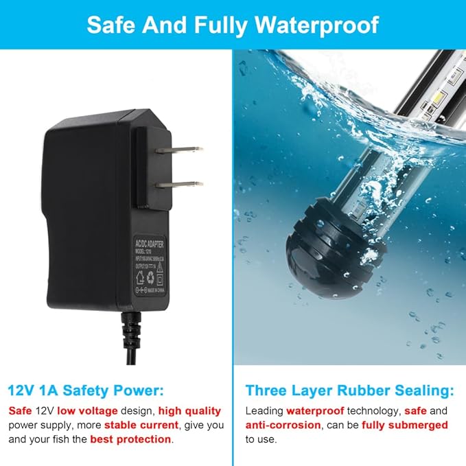 DaToo 10W 18.5inch Submersible Aquarium Light Underwater Fish Tank Light LED Aquarium Light Bar with Timer Auto On/Off and Dimmer Adjustable Brightness, 1 Yr Warranty