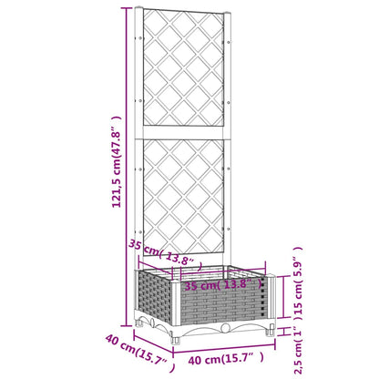 Kalmrek Garden Planter Black Polypropylene with Trellis 15.7 x 15.7 x 47.8 in Square Container for Outdoor Balcony Patio Raised Flower Display