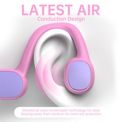Mehomeli Kids Headphones, Bluetooth 5.2 Air Conduction Open Ear Headphones, 85dB Volume Limiting, Stereo Sound with Mic, IPX5 Waterproof, 20H Playtime, Perfect for School and Outdoor-Pink