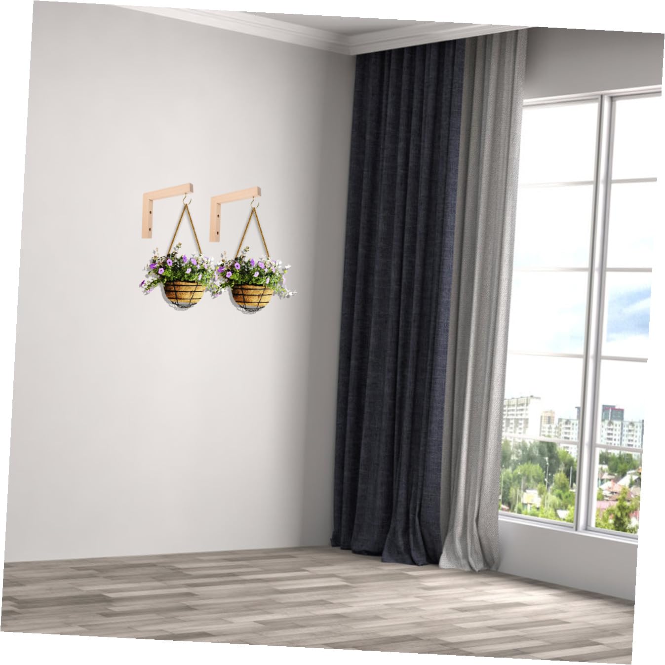 VINTORKY 2pcs Wooden Wall Mount Plant Hangers Flower Pot Brackets for Outdoor Garden Hanging Hooks Suitable for Bird Feeders Wind Chimes and Lanterns