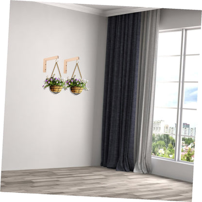 VINTORKY 2pcs Wooden Wall Mount Plant Hangers Flower Pot Brackets for Outdoor Garden Hanging Hooks Suitable for Bird Feeders Wind Chimes and Lanterns