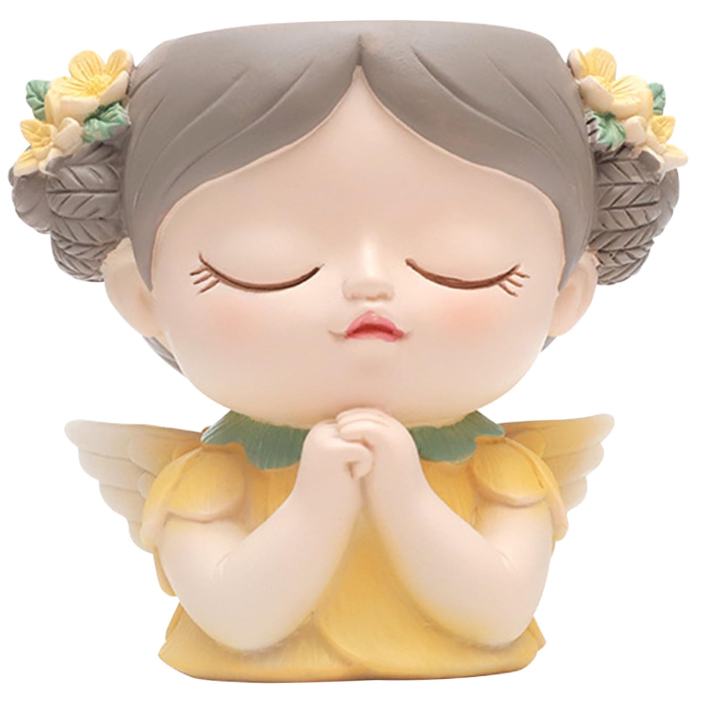 Face Planter Fairy Girl Face Pots Resin Plants Pot with Drainage Hole Small Cute Girl Face Succulent Pots for Indoor Outdoor Plants Tiny Cactus Thinking