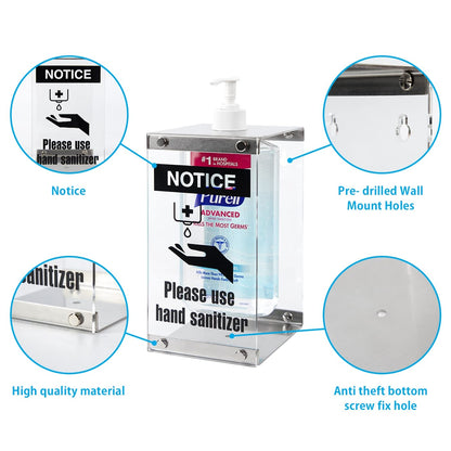 J JACKCUBE DESIGN Acrylic Box Hand Sanitizer Bottle Holder Dispenser, Pump Bottle Holder Free Standing for Restaurant, Bar, Counter, Kitchen, Shelves-MK909A