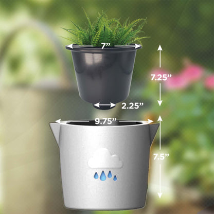 King's Gardening Clever Pot - Self Watering Pot for Indoor Outdoor Use, Animated Cloud Water Level Indicator, UV Resistant Planter, Ideal for Flowers, African Violets, and More 8" (Pearl Cloud)