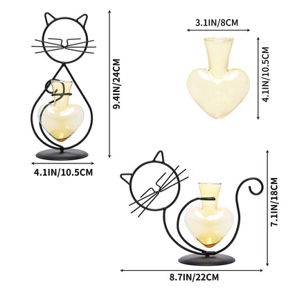 Plant Terrarium Plants Propagation Station Cat Lover Gifts for Women Home Office Decor Cat Desk Accessories