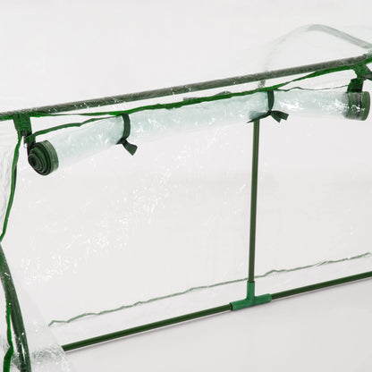 Outsunny 7' x 3' x 2.5' Mini Greenhouse, Portable Tunnel Green House with Roll-Up Zippered Door, UV Waterproof Cover, Steel Frame, Clear