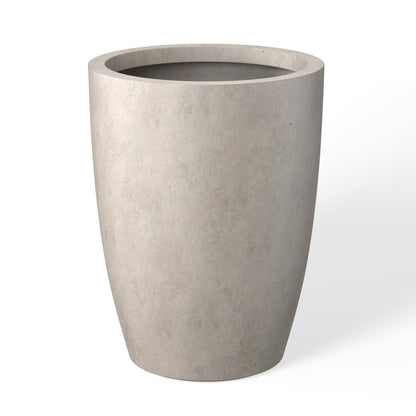Kante 18.1" H Tall Round Concrete Planter for Outdoor Indoor, Modern Decorative Plant Pots with Drainage Hole & Rubber Plug for Home & Garden Weathered Concrete
