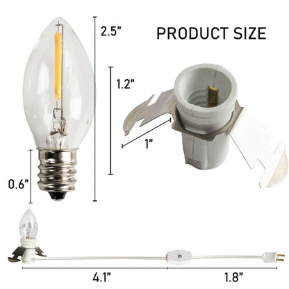 Dazzle Bright LED Accessory Cord with On/Off Switch, E12 Socket, 6 FT, 2 Pack, White, Model 31001A-09