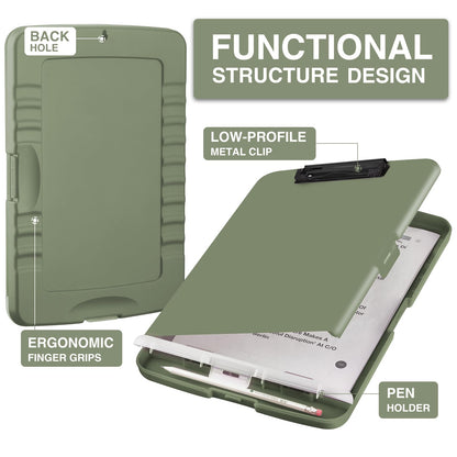 Sooez Clipboard with Storage, High Capacity Nursing Clipboard with Pen Holder, Clip Boards 8.5x11 with Storage, Low-Profile Clip, Lightweight Plastic Clipboard for Teachers, Lawers, Office Workers
