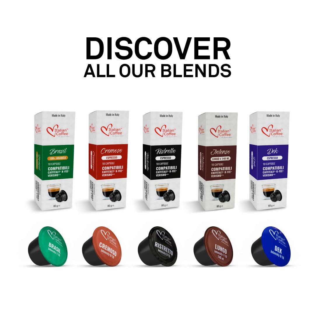 ITALIAN COFFEE FOR ESPRESSO LOVERS Italian Coffee capsules compatible with Verismo, CBTL, Caffitaly, K-fee systems (80 pods BRAZIL blend)